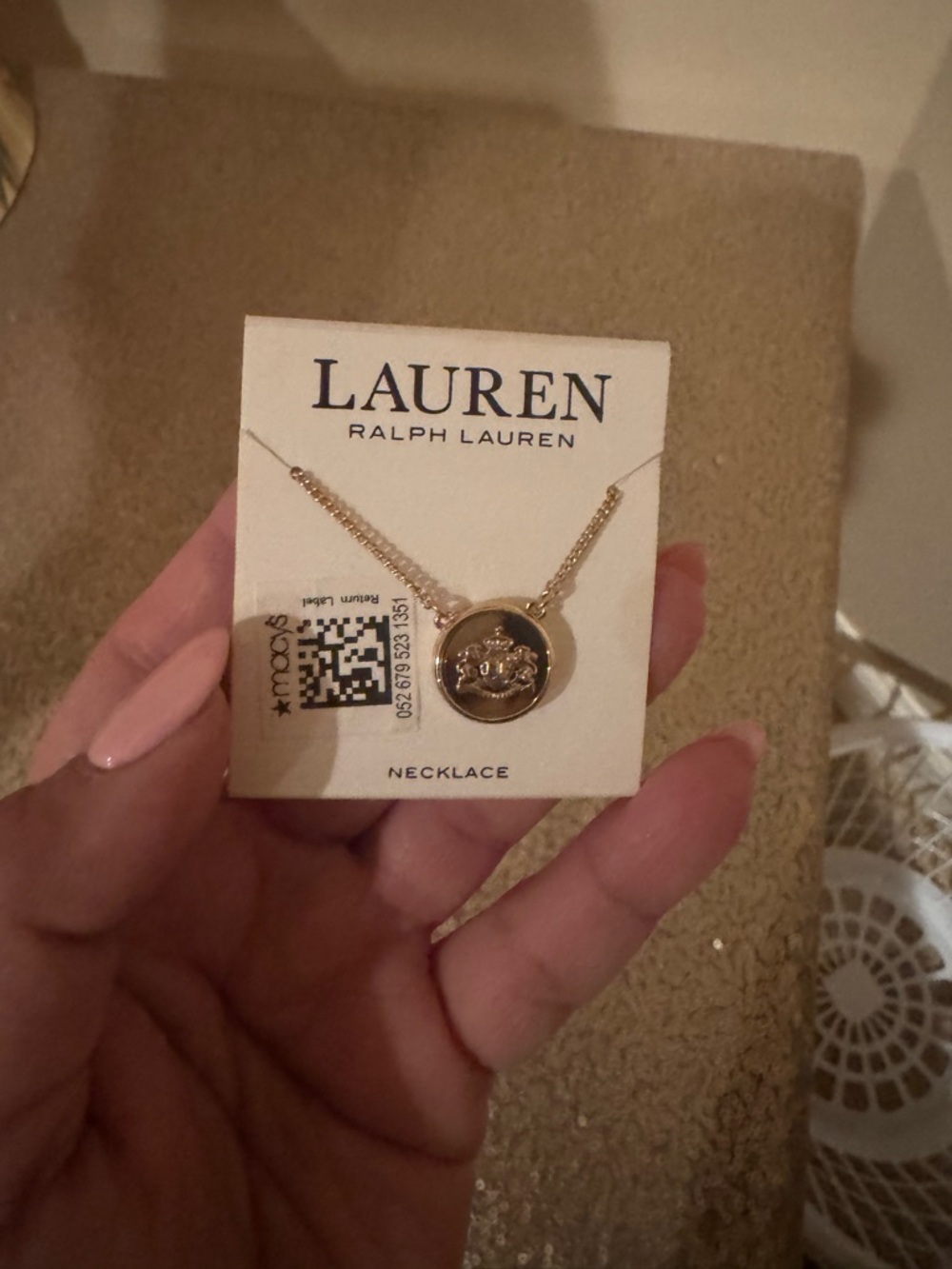 New Lauren Ralph Lauren Gold-Tone Medallion Necklace